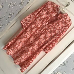 NWOT Orange and white patterned shift dress
